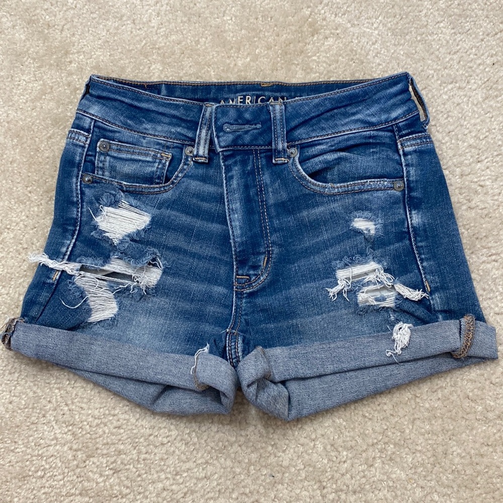 High Waist Distressed Denim Shorts